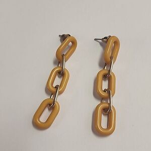 Chain Link Plastic Drop Earrings Womens Girls Lightweight Links Mod Style